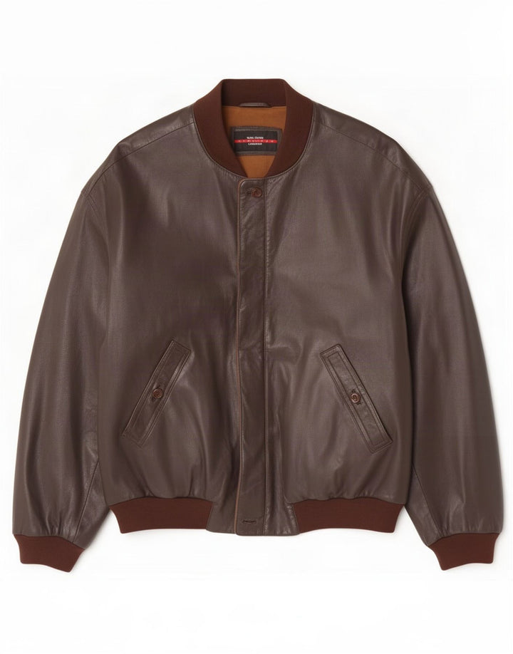 Vintage Mens Leather Jacket UK 40 Large Brown