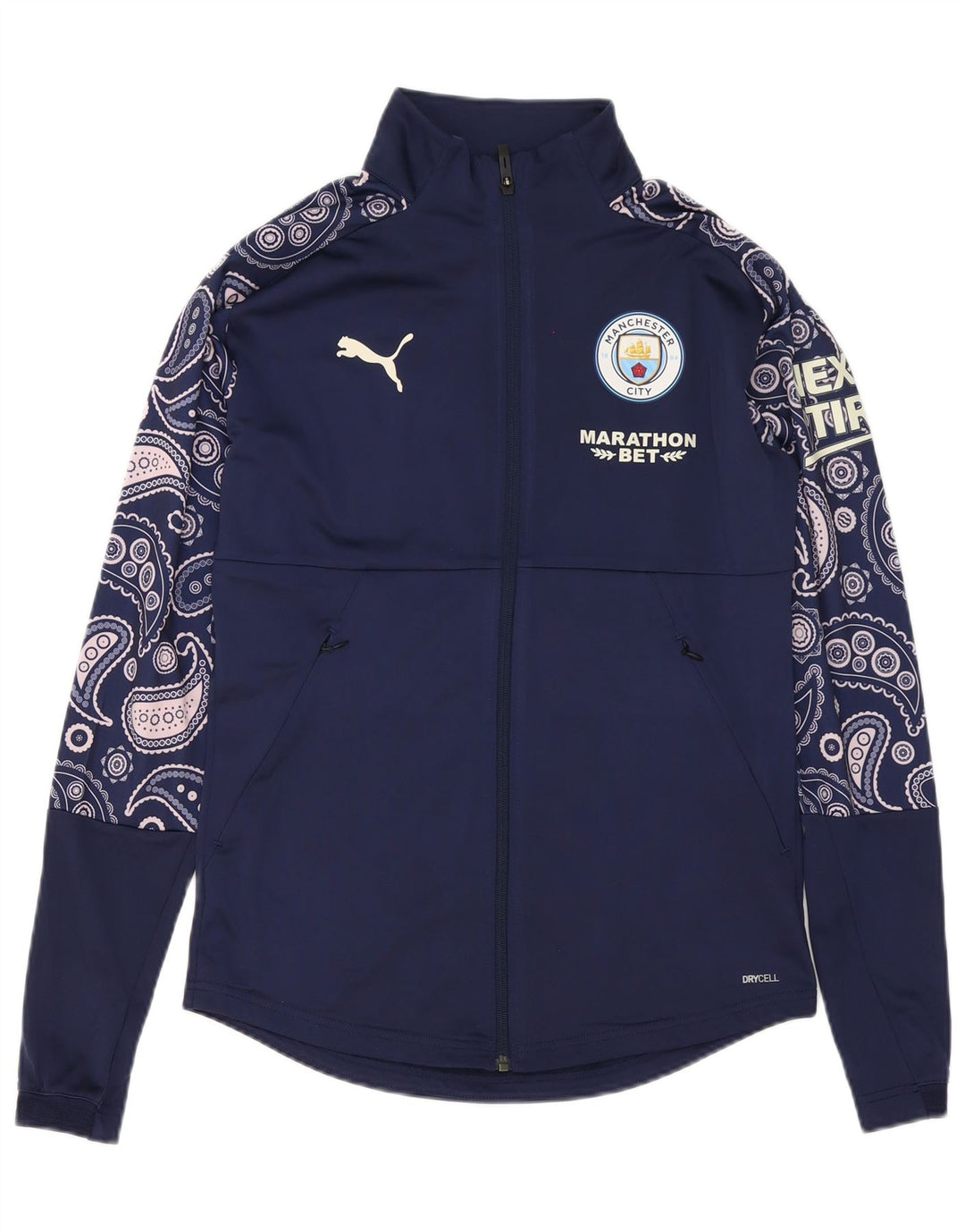 Puma Mens Graphic Tracksuit Top Jacket Small Navy Blue Paisley Polyester