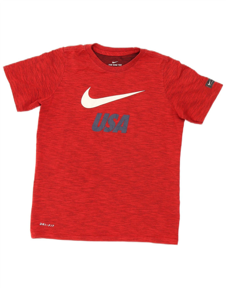 Nike Boys Dri Fit Graphic T-Shirt Top 10-11 Years Medium Red Flecked