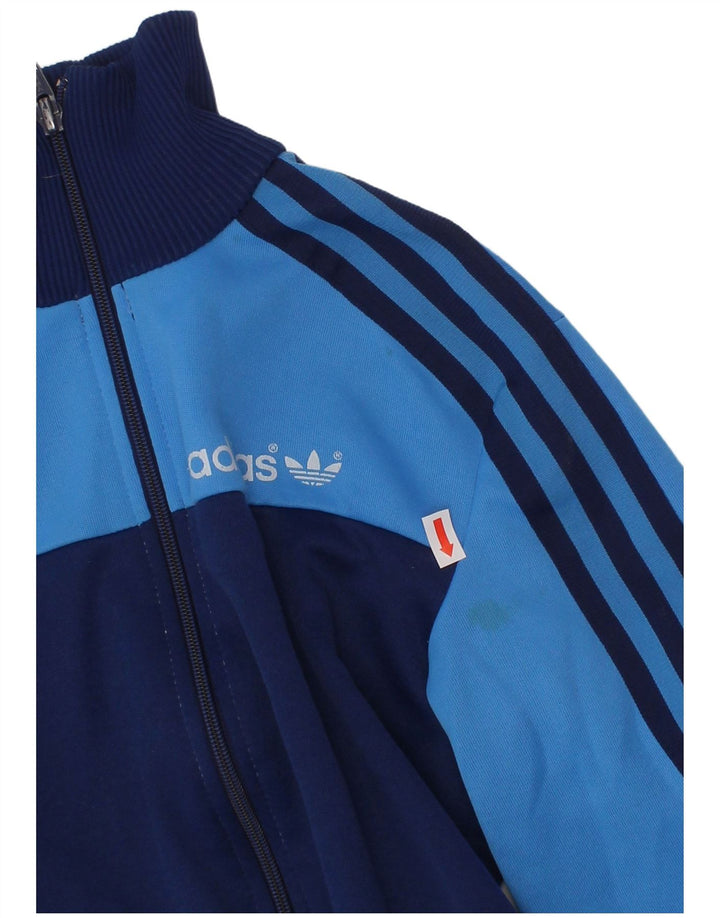 ADIDAS Boys Tracksuit Top Jacket 9-10 Years Navy Blue Colourblock