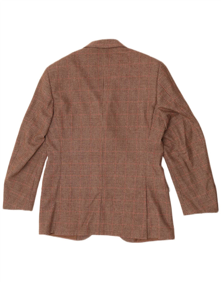 Polo Ralph Lauren Mens 3 Button Blazer Jacket IT 50 Large Brown Check Wool