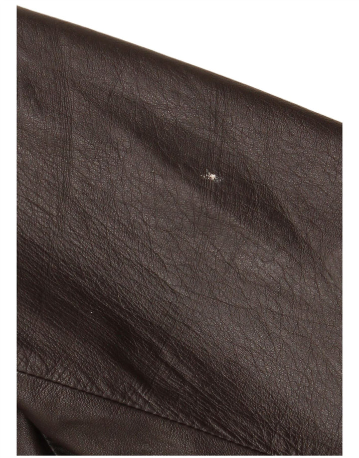 Vintage Womens 3 Button Leather Blazer Jacket UK 18 XL  Brown Leather