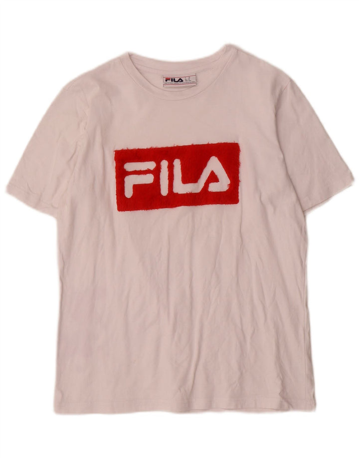 Fila Womens Graphic T-Shirt Top UK14 Medium White Cotton