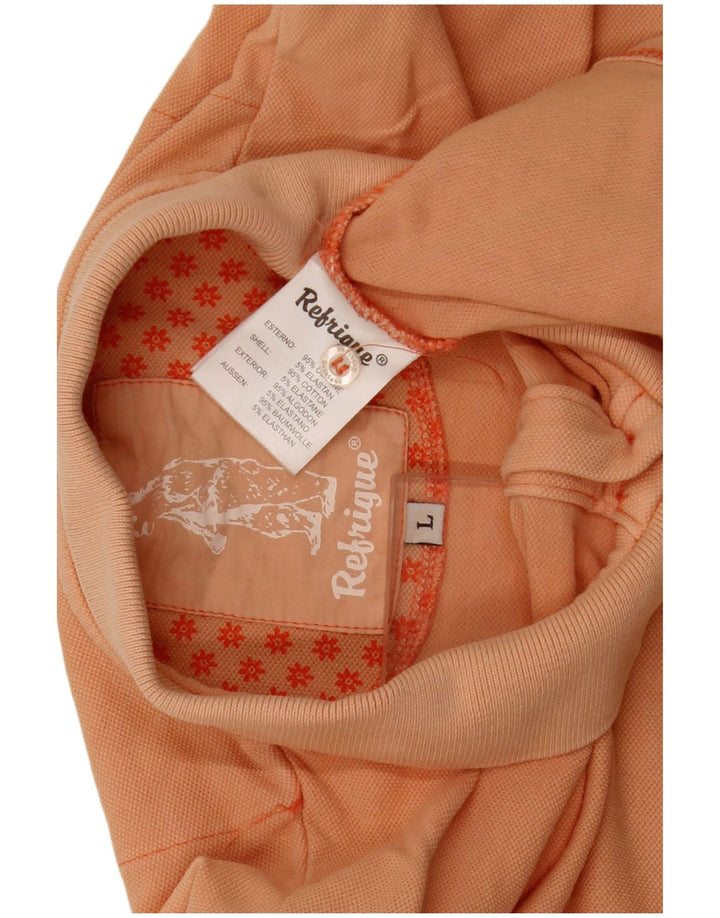 Refrigue Womens Polo Shirt UK 14 Large Orange Cotton