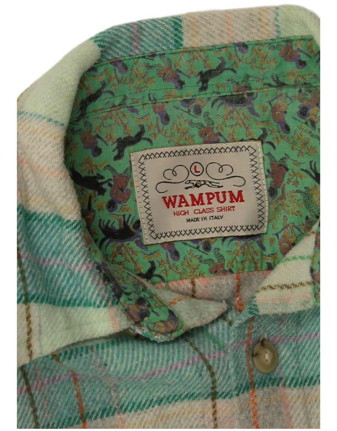 Wampum Mens Overshirt Flannel Shirt Large Green Check