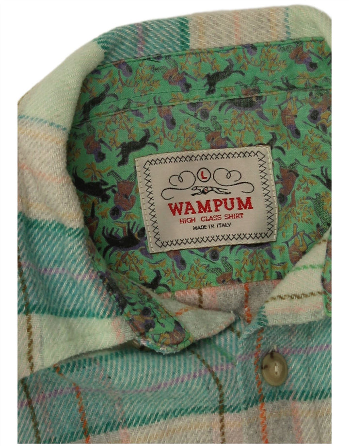Wampum Mens Overshirt Flannel Shirt Large Green Check