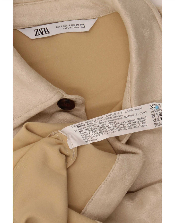 Zara Mens Bomber Jacket UK 36 Small Off White Polyester