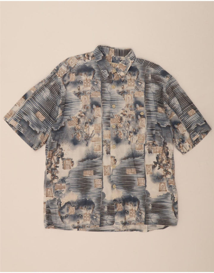 TONY. D Mens Abstract Pattern Short Sleeve Shirt Size 42 16 1/2 Large Blue Vintage Tony. D and Second-Hand Tony. D from Messina Hembry 