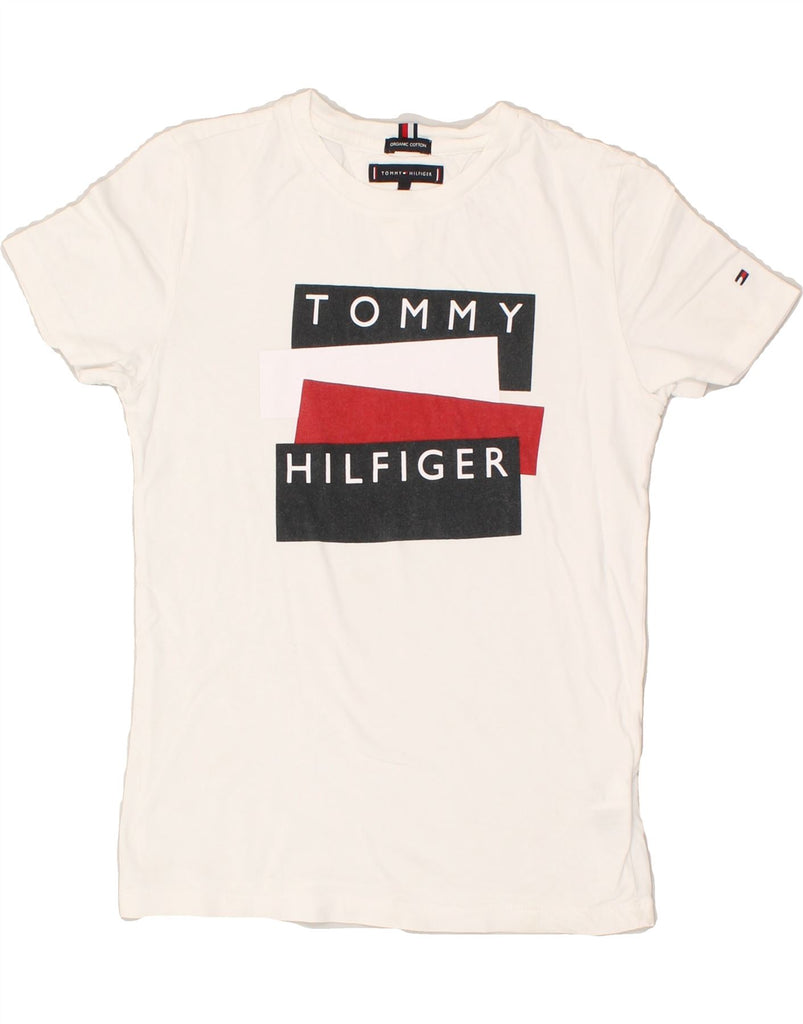 TOMMY HILFIGER Boys Graphic T-Shirt Top 9-10 Years White Cotton | Vintage Tommy Hilfiger | Thrift | Second-Hand Tommy Hilfiger | Used Clothing | Messina Hembry 