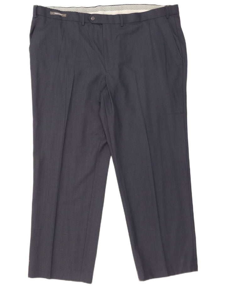 MARKS & SPENCER Mens Straight Suit Trousers W44 L29 Blue Polyester