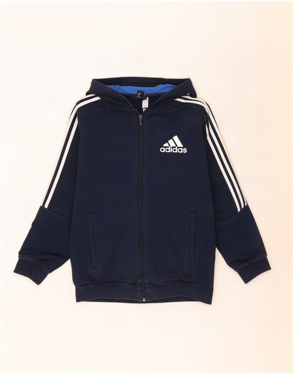 Adidas Mens Zip Hoodie Sweater Small Navy Blue Cotton