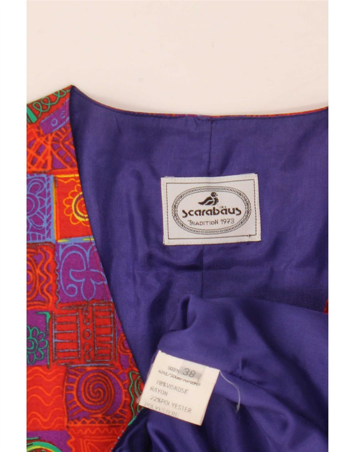 Vintage Womens Waistcoat EU 38 Medium Red Patchwork Viscose