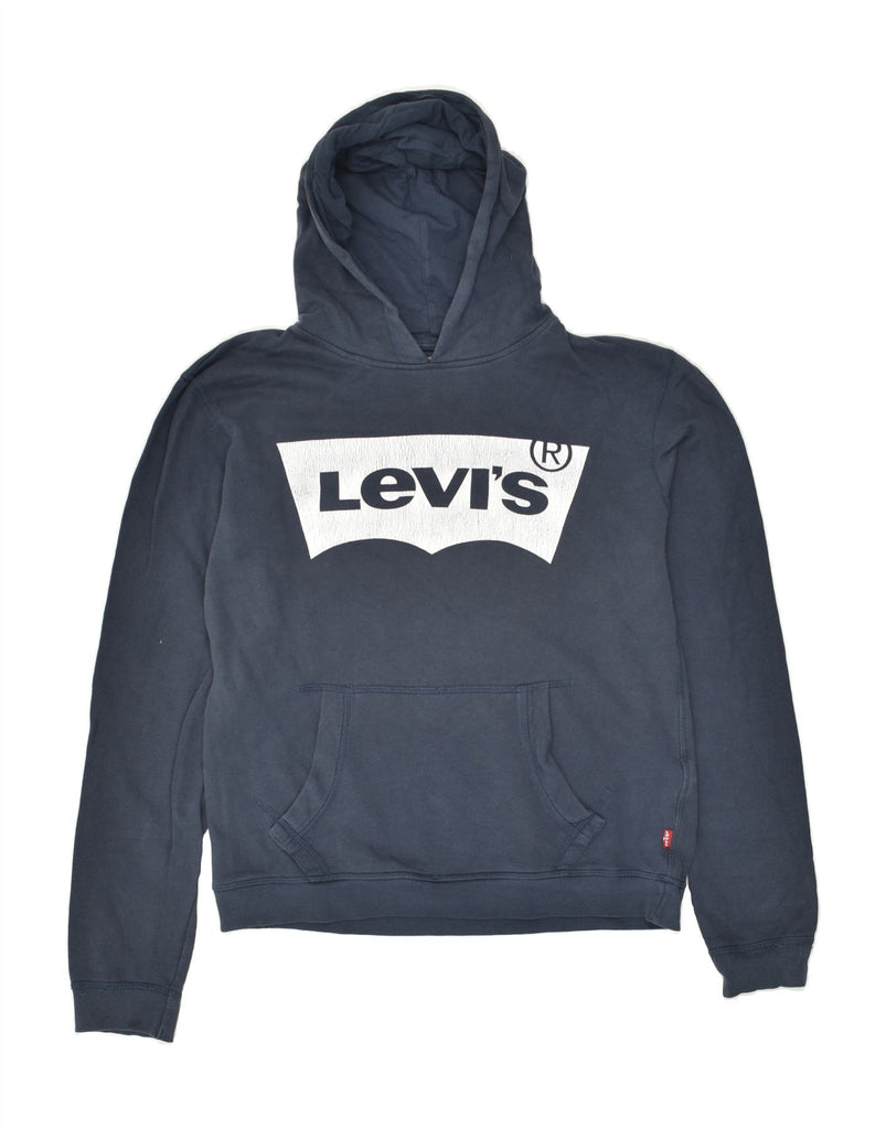 LEVI'S Boys Graphic Hoodie Jumper 15-16 Years Navy Blue Cotton Vintage Levi's and Second-Hand Levi's from Messina Hembry 