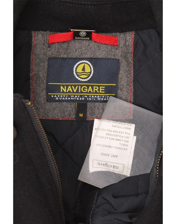 NAVIGARE Mens Overcoat UK 38 Medium Black Wool