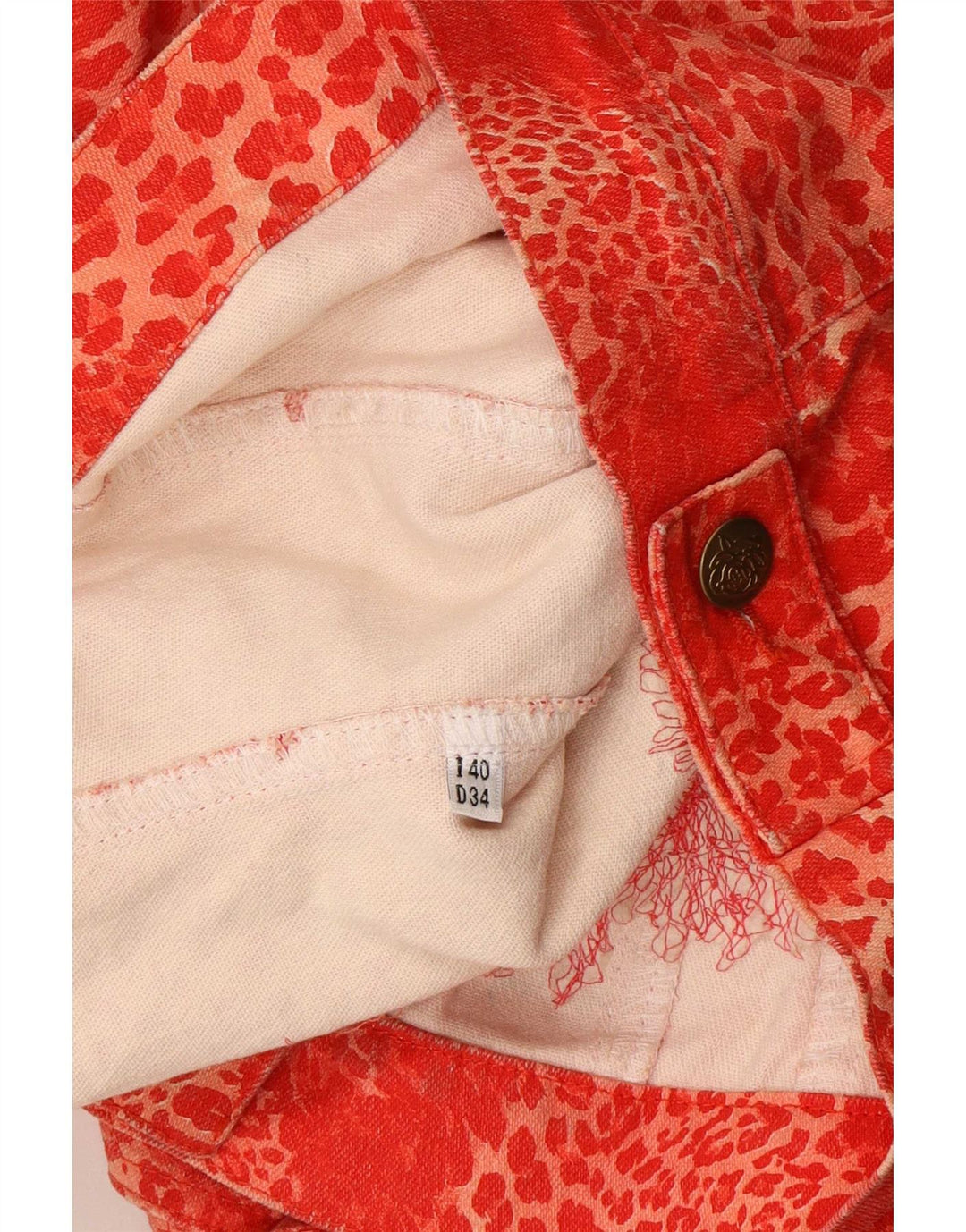 Blumarine Womens Denim Jacket IT 40 Small Red Animal Print