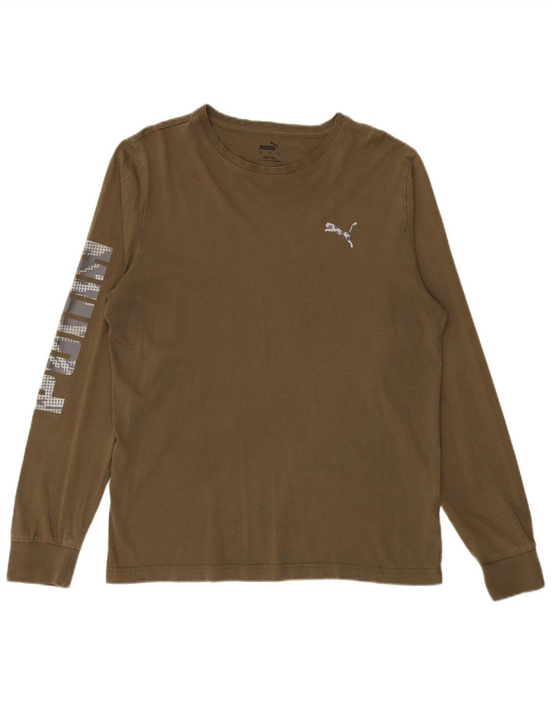 PUMA Mens Graphic Top Long Sleeve Medium Khaki