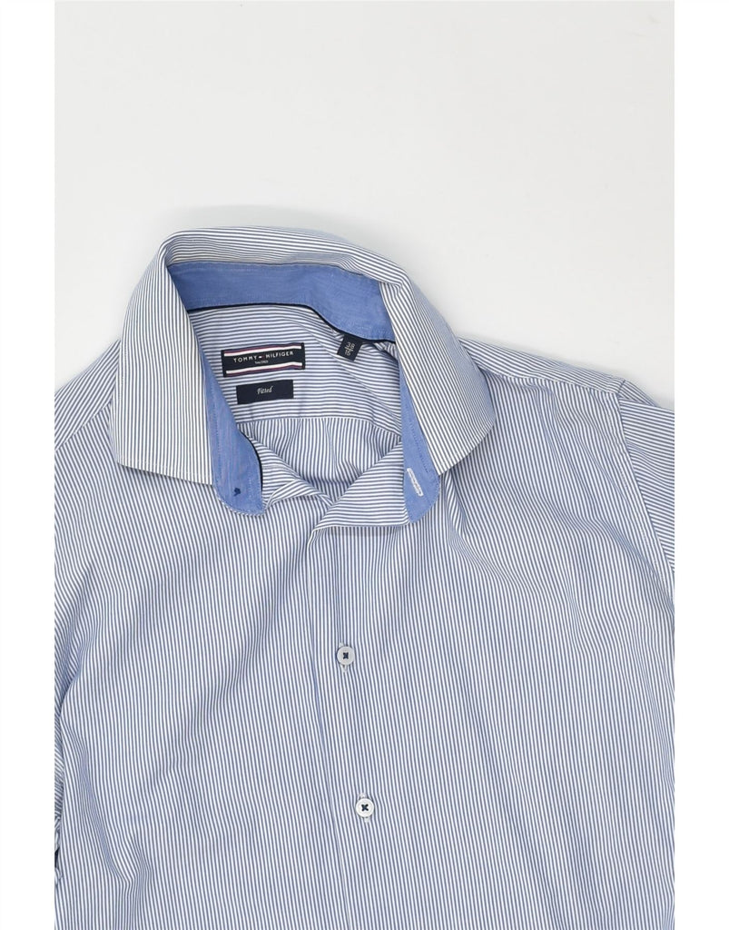 TOMMY HILFIGER Mens Fitted Tailored Fit Shirt Size 38 15 Medium Blue | Vintage Tommy Hilfiger | Thrift | Second-Hand Tommy Hilfiger | Used Clothing | Messina Hembry 