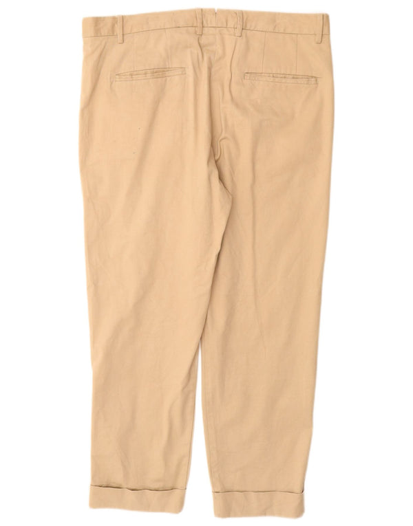 Zara Mens Straight Chino Trousers EU 44 Large W34 L26 Beige Cotton