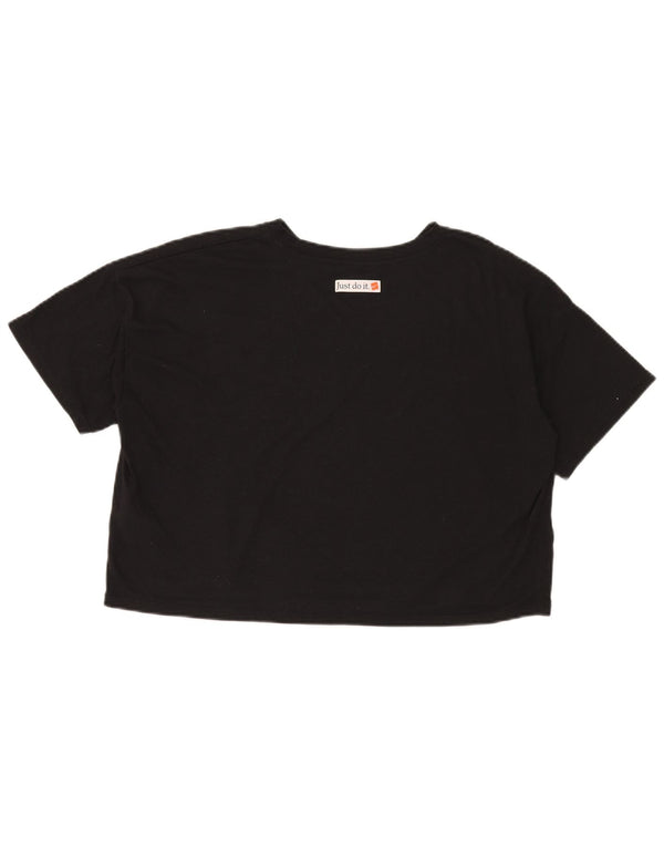 Nike Womens Dri Fit Crop Oversized Graphic T-Shirt Top UK 14 Medium Black