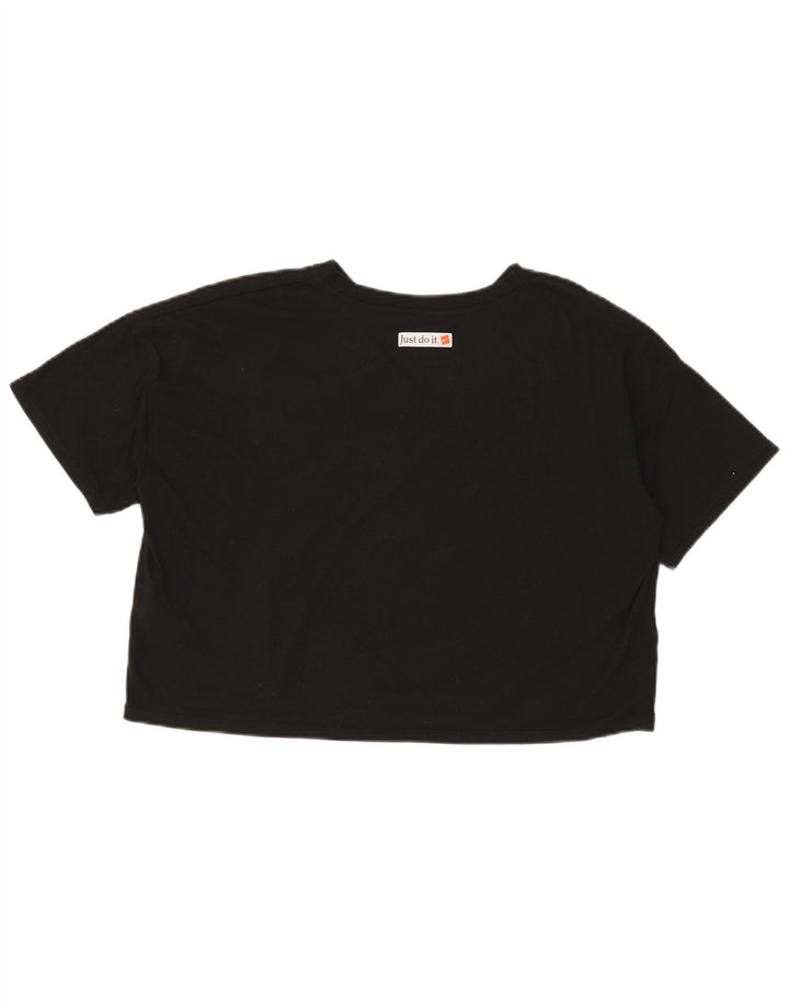 Nike Womens Dri Fit Crop Oversized Graphic T-Shirt Top UK 14 Medium Black