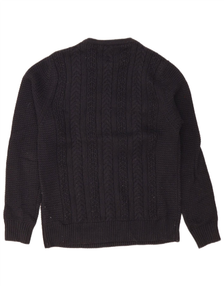 Zara Mens Crew Neck Jumper Sweater Medium Navy Blue