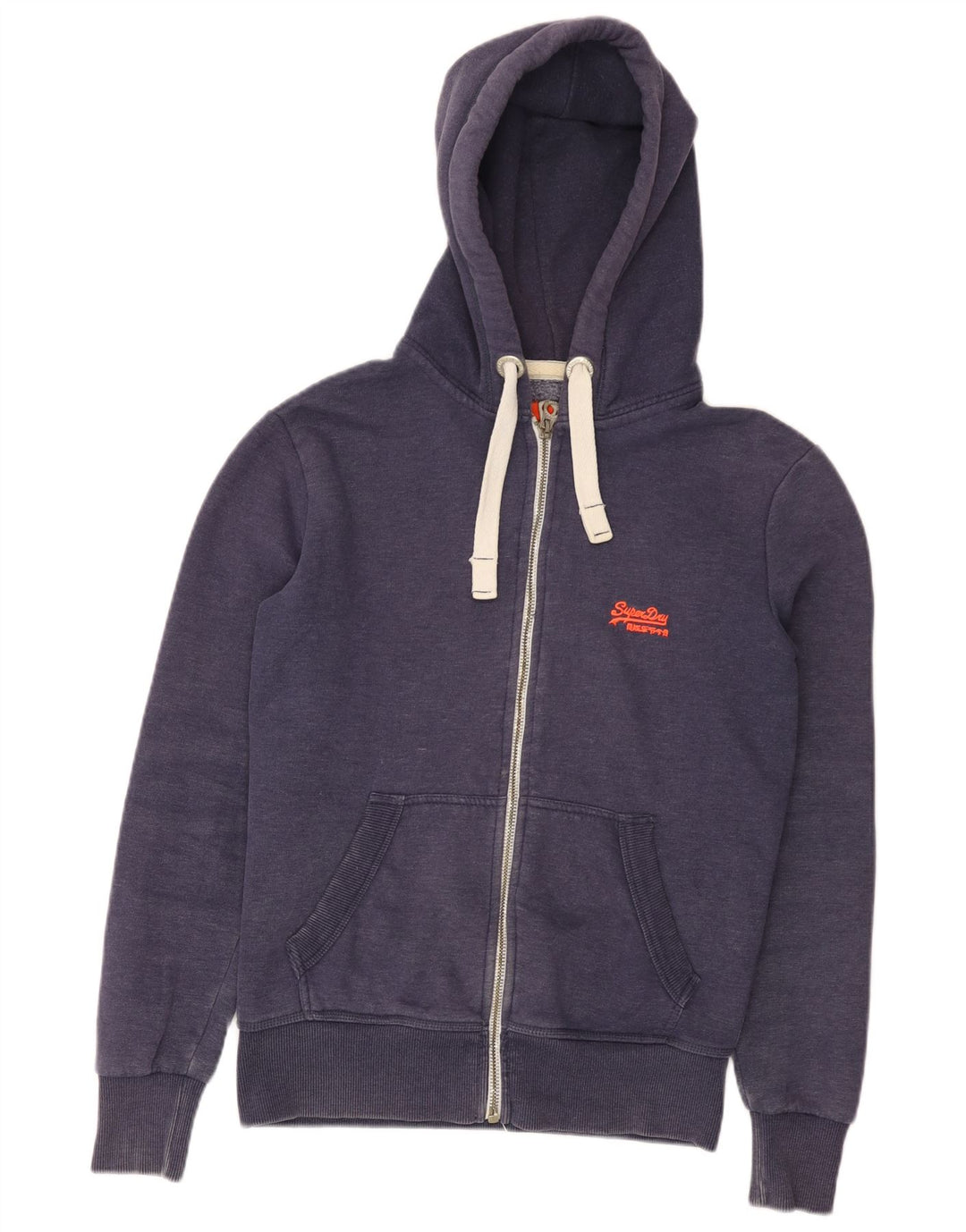 Superdry Mens Zip Hoodie Sweater Small Navy Blue Cotton