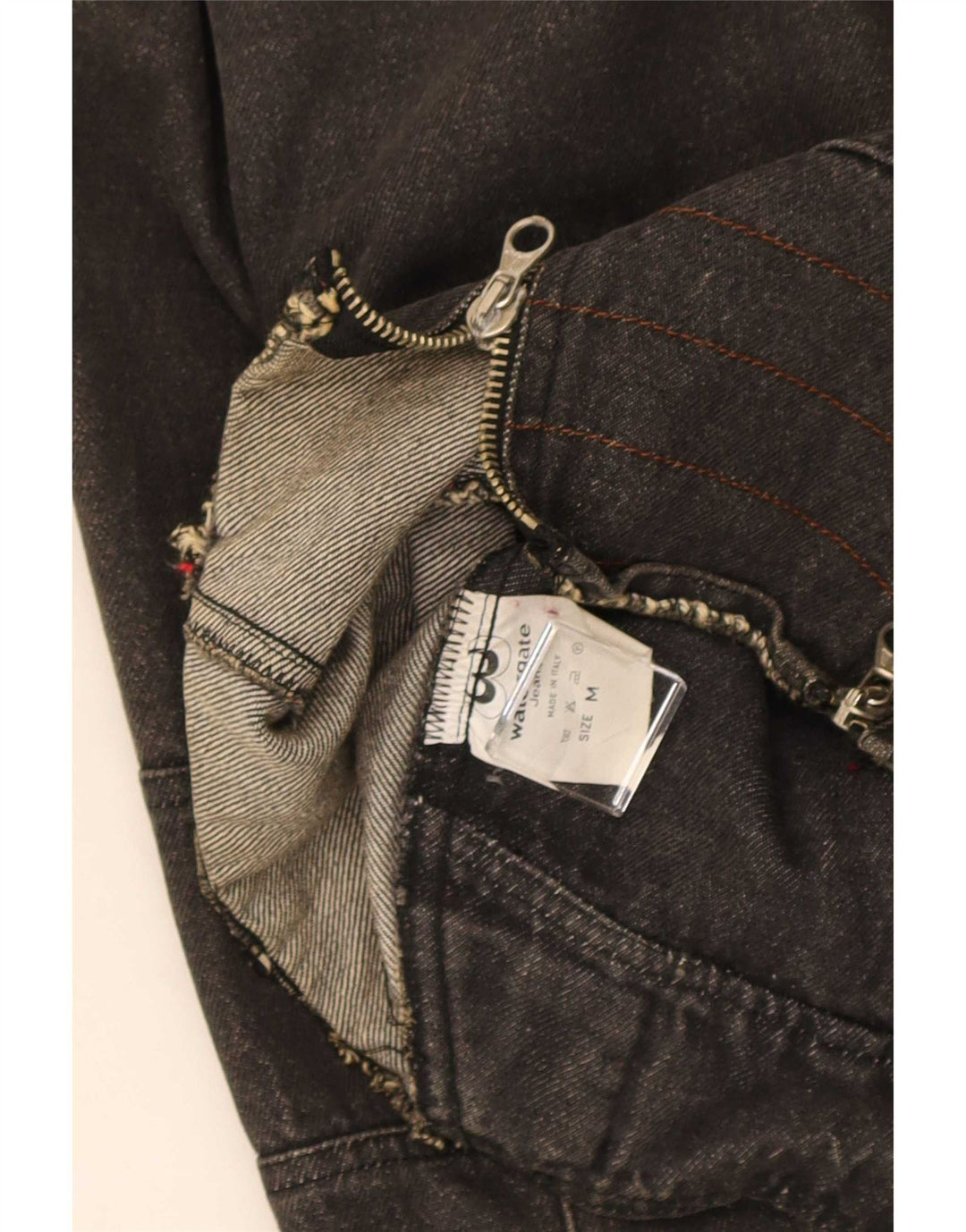 Vintage Womens Oversized Crop Denim Biker Jacket UK 14 Medium Black Cotton