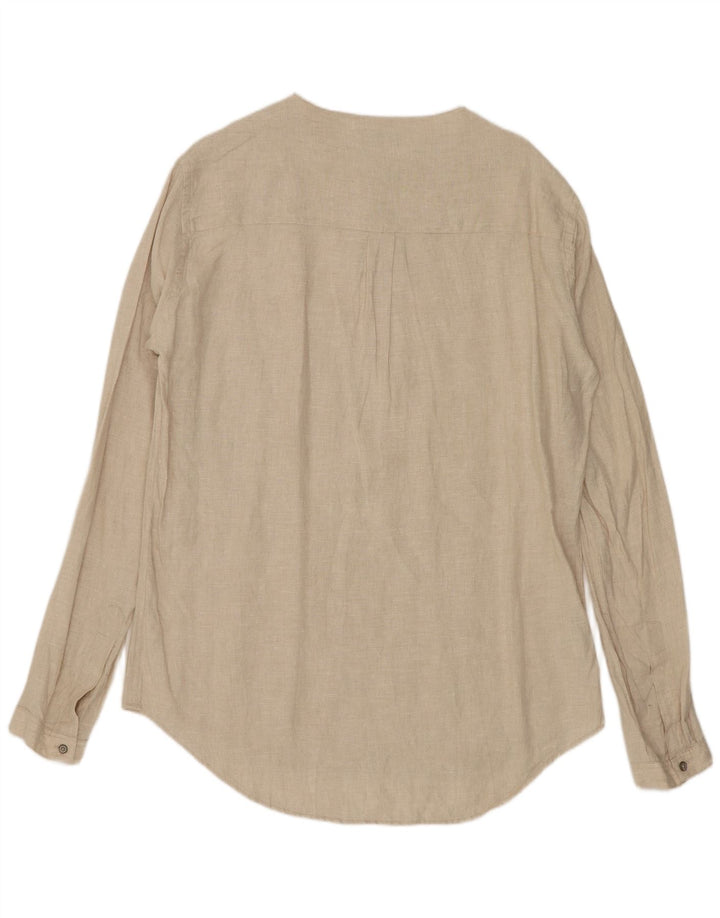 Zara Mens Pullover Shirt Medium Beige Linen