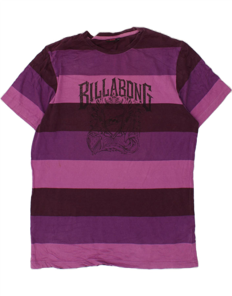 BILLABONG Mens Graphic T-Shirt Top Large Purple Striped Cotton Vintage Billabong and Second-Hand Billabong from Messina Hembry 