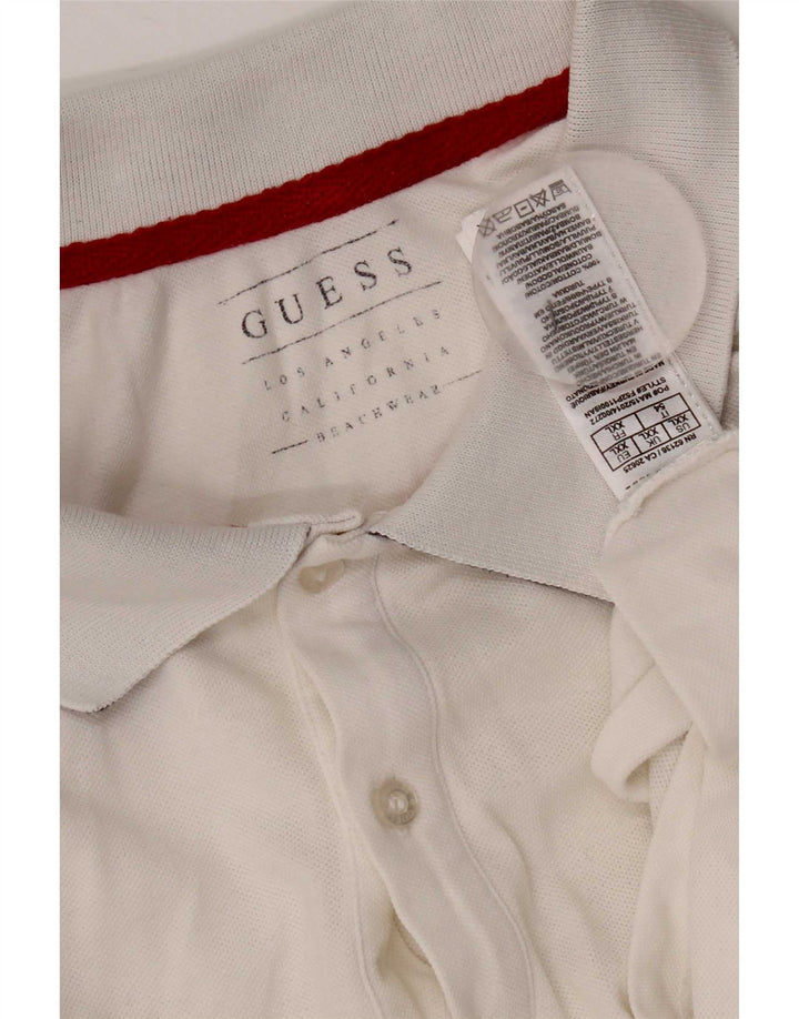 Guess Mens Polo Shirt 2XL White Colourblock Cotton