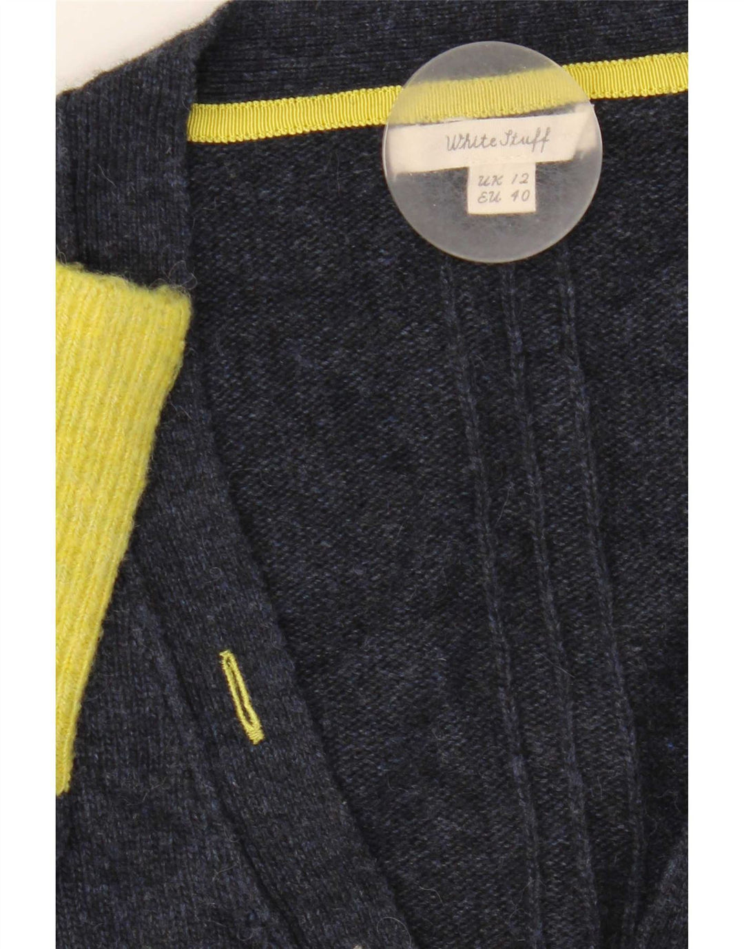 White Stuff Womens Cardigan Sweater UK 12 Medium Navy Blue Colourblock