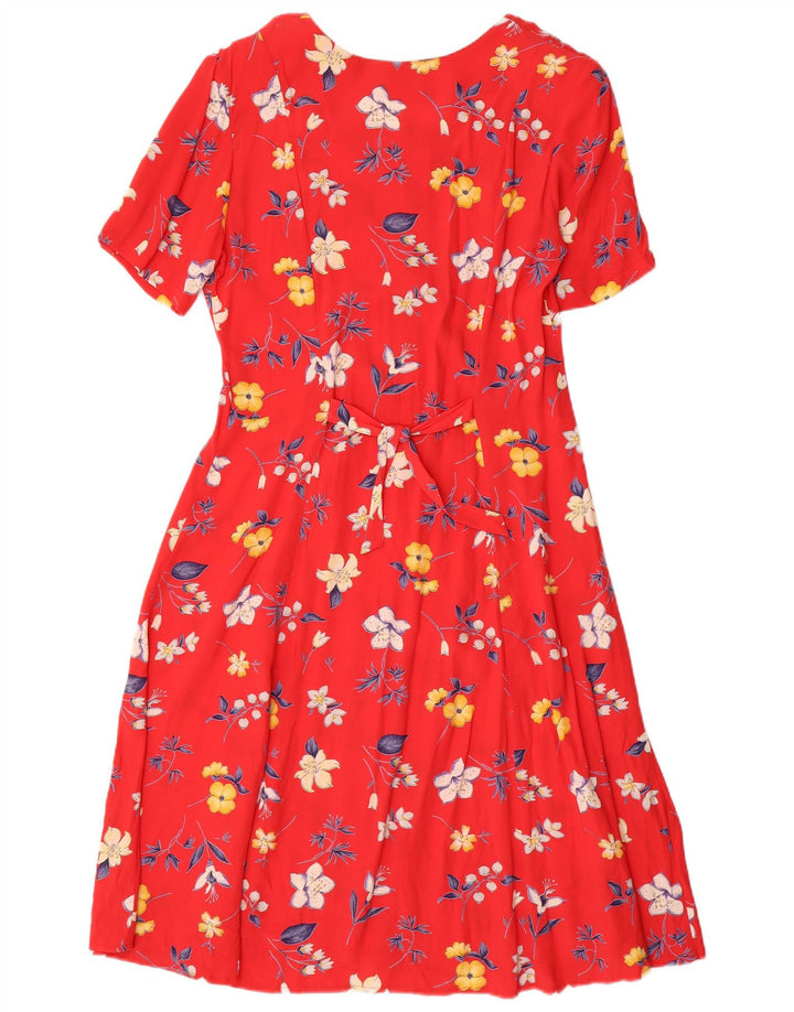 Vilona Moda Womens A-Line Dress EU 38 Medium Red Floral Viscose