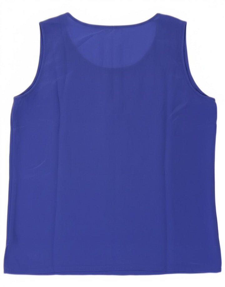 Vintage Womens See Through Vest Top UK 8 Small Blue Silk
