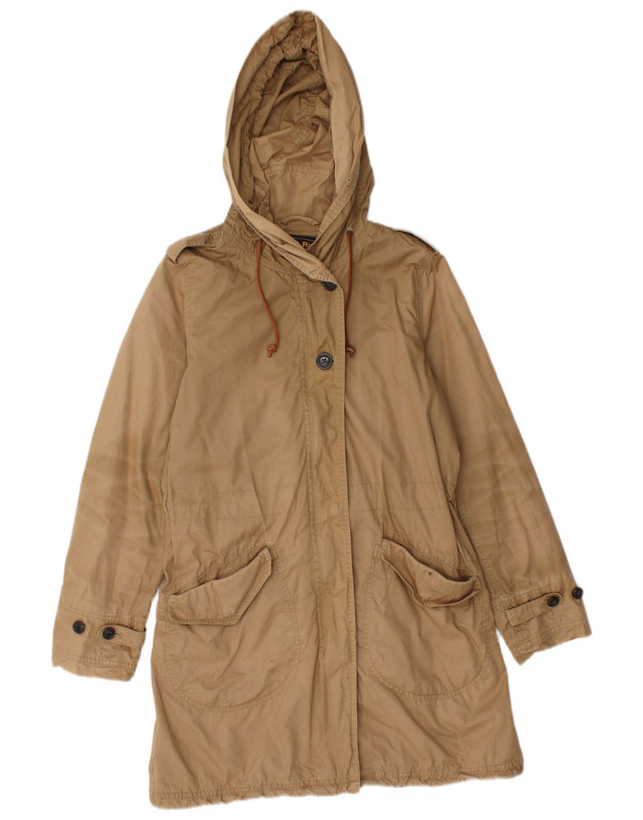 Woolrich Womens Hooded Parka Jacket UK 10 Small Brown Cotton