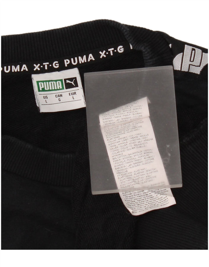Puma Mens Graphic Sweatshirt Jumper Large Black Colourblock Cotton