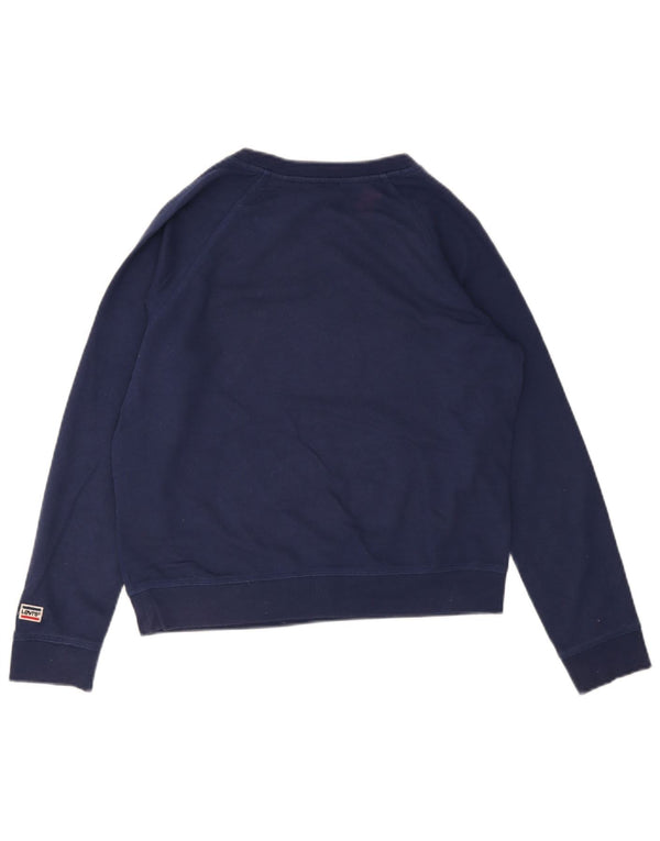 Levi's Womens Graphic Sweatshirt Jumper UK 14 Medium Navy Blue Cotton