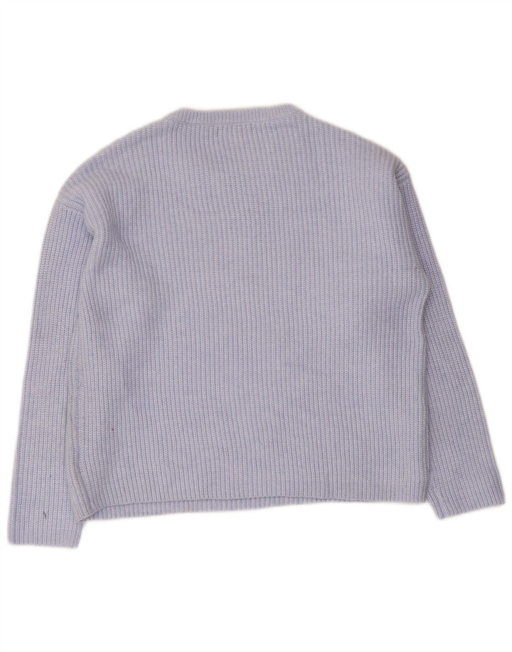 Marks & Spencer Womens Crew Neck Jumper Sweater UK 14 Medium Blue Polyester