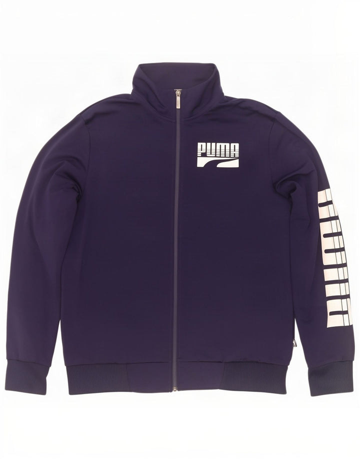 Puma Mens Graphic Tracksuit Top Jacket Large Navy Blue Polyester