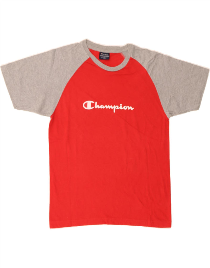 CHAMPION Mens Graphic T-Shirt Top Medium Red Colourblock Vintage Champion and Second-Hand Champion from Messina Hembry 
