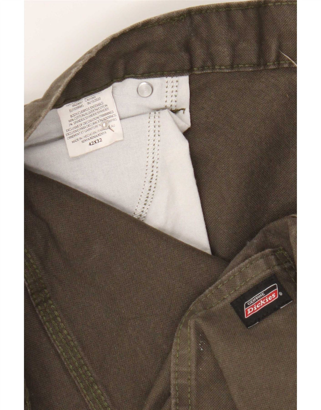 Dickies Mens Straight Cargo Trousers W42 L32 Khaki Cotton