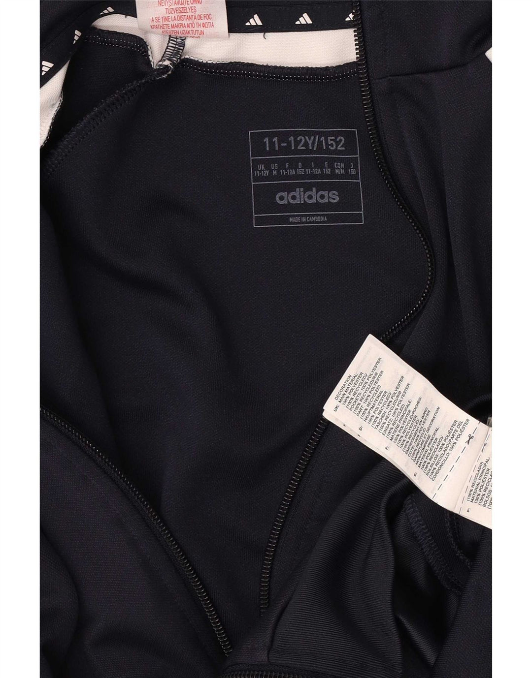 Adidas Boys Tracksuit Top Jacket 11-12 Years Navy Blue Polyester