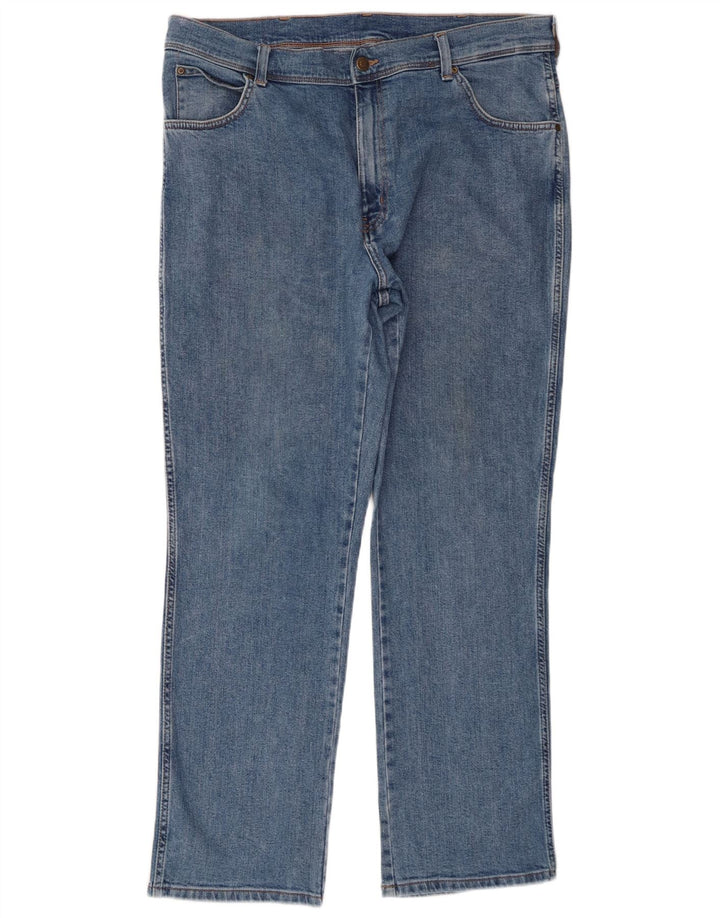 Wrangler Mens Regular Fit Straight Jeans W38 L30 Blue Cotton