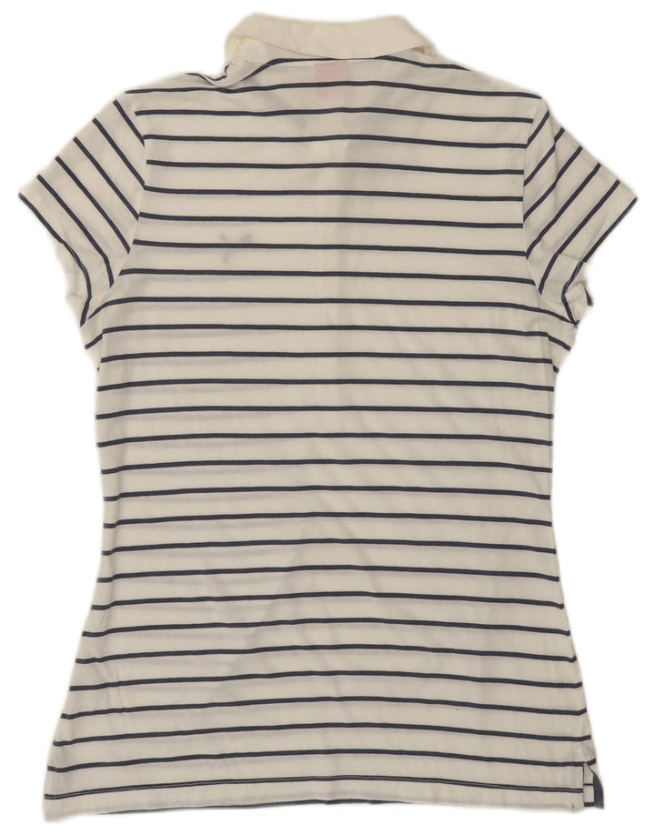 PUMA Womens Polo Shirt UK 12 Medium White Striped