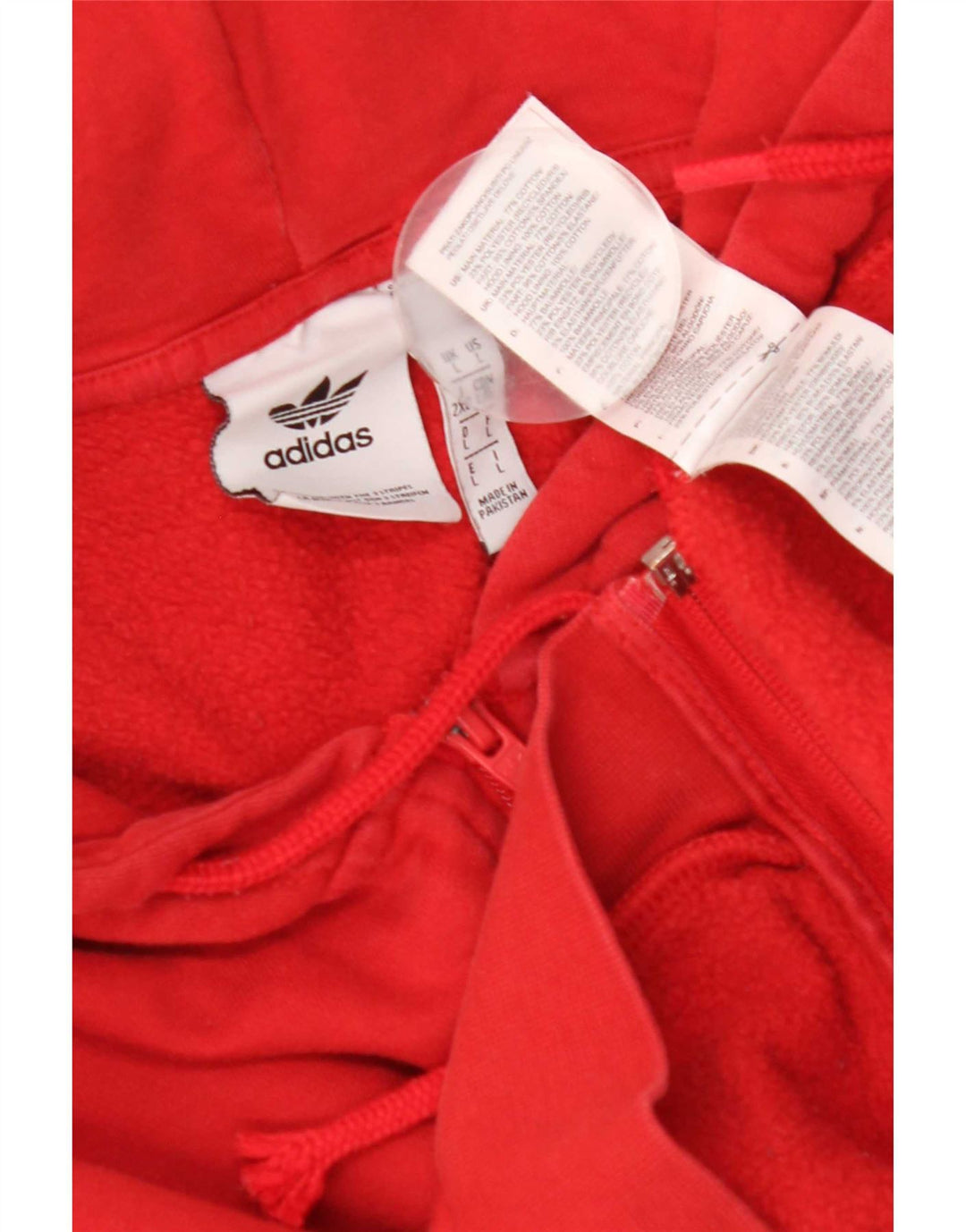 Adidas Mens Zip Hoodie Sweater Large Red Cotton