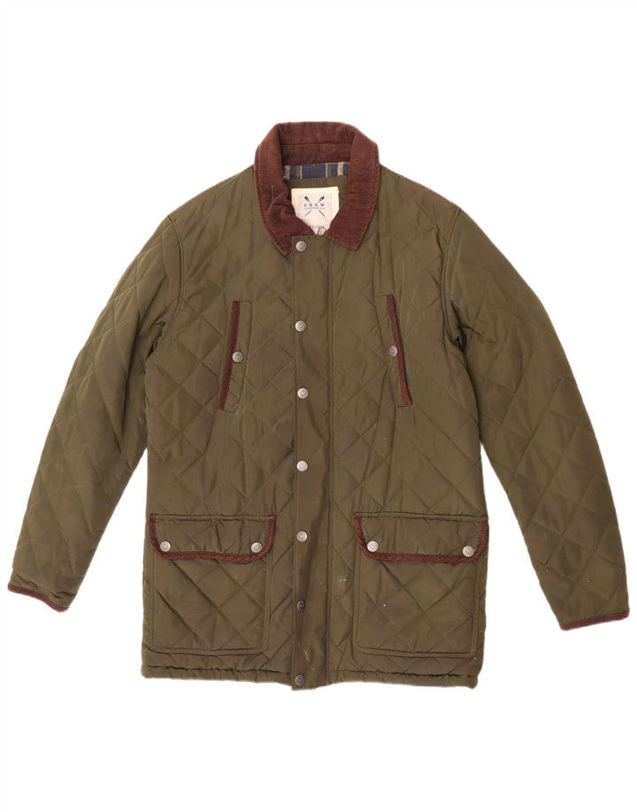 Crew Clothing Mens Quilted Jacket UK 38 Medium Green Polyester