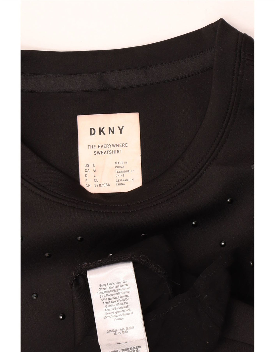 Dkny Womens Sweatshirt Jumper UK 16 Large Black Polyester
