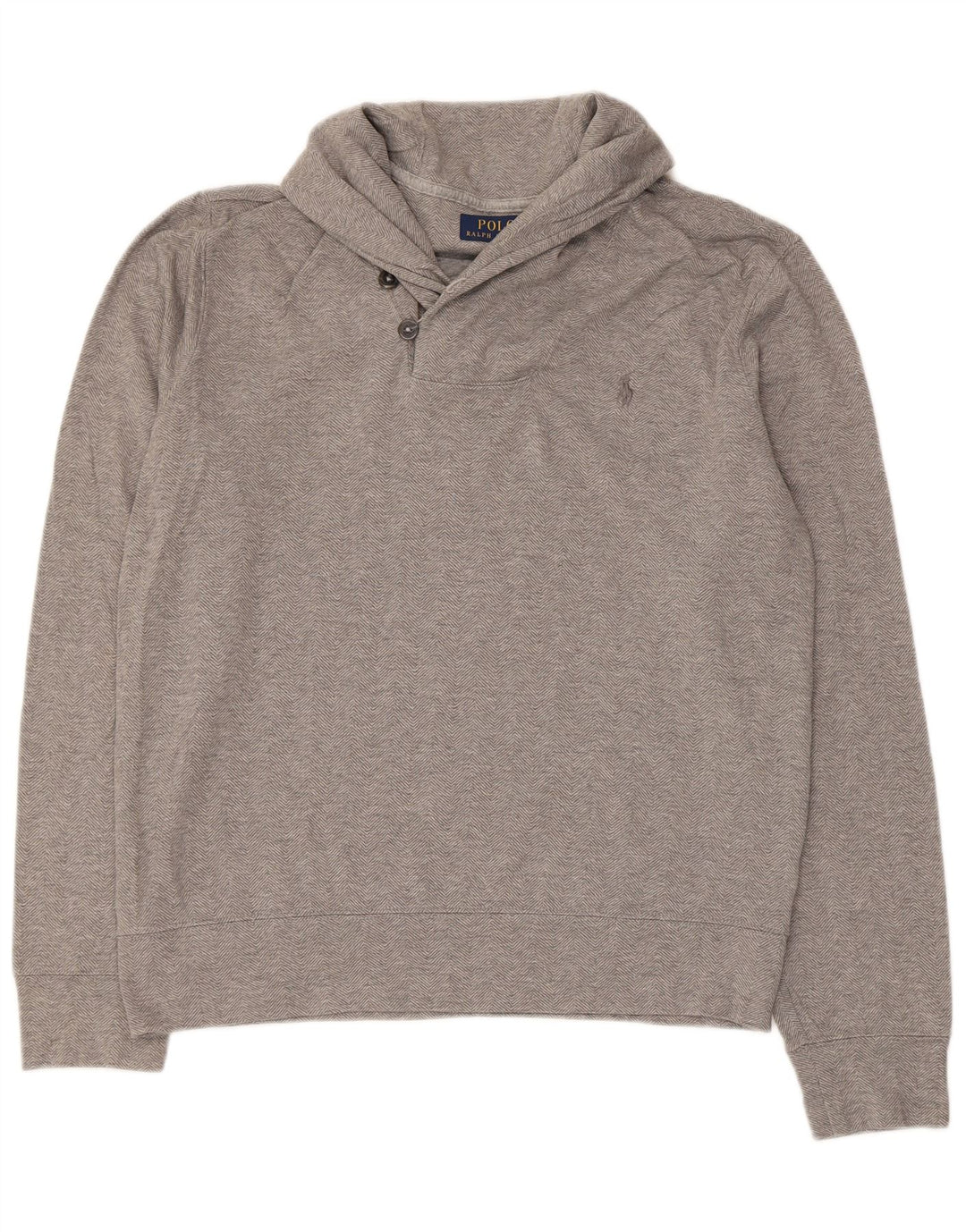 Polo Ralph Lauren Mens Shawl Neck Sweatshirt Jumper Medium Grey Cotton