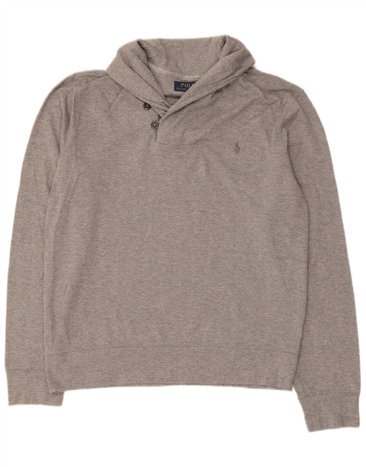 Polo Ralph Lauren Mens Shawl Neck Sweatshirt Jumper Medium Grey Cotton