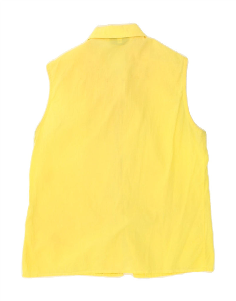 STEFANEL Womens Sleeveless Shirt UK 14 Medium Yellow Cotton | Vintage Stefanel | Thrift | Second-Hand Stefanel | Used Clothing | Messina Hembry 