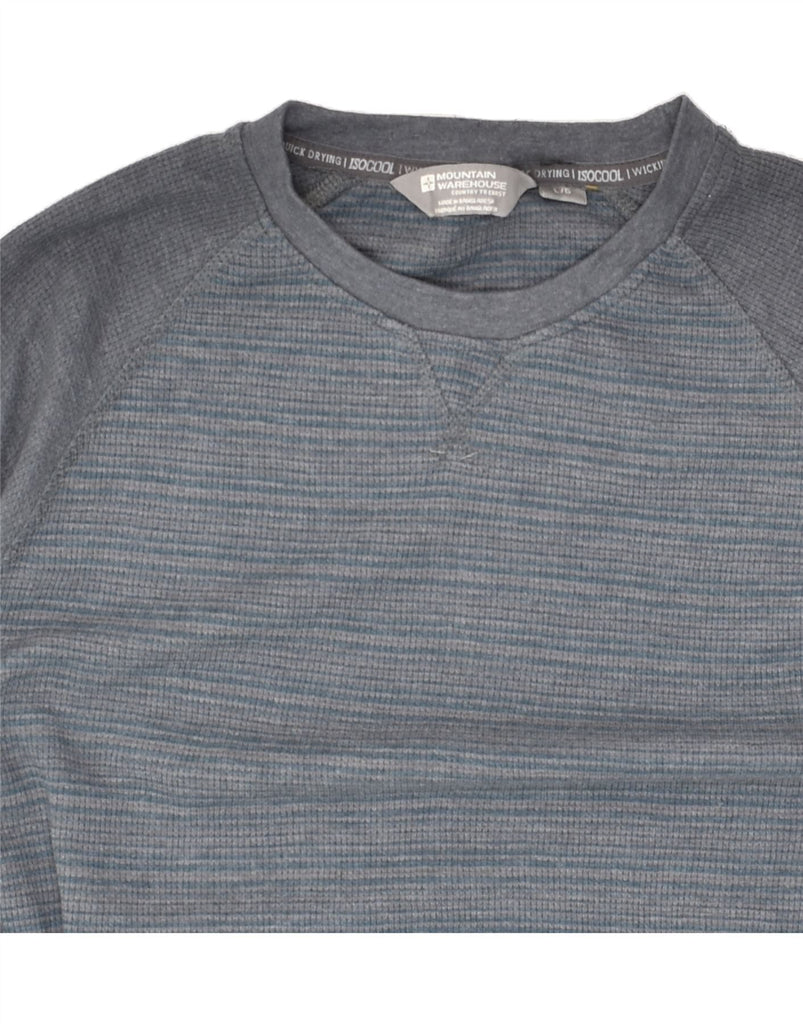 MOUNTAIN WAREHOUSE Mens Top Long Sleeve Large Grey Striped Cotton | Vintage Mountain Warehouse | Thrift | Second-Hand Mountain Warehouse | Used Clothing | Messina Hembry 